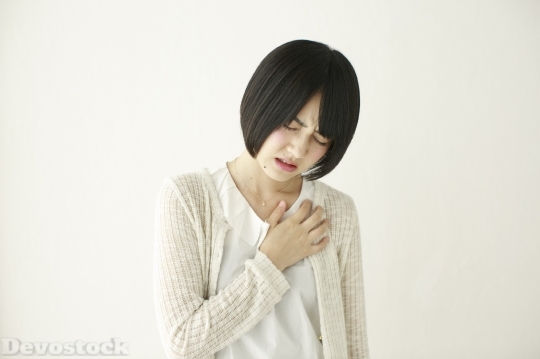 Devostock Beautiful JAPANESE WOMAN Girl HEARTEDNESS Pain Attack