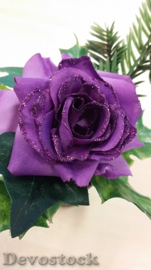 Devostock Christmas Purple Rose Artifcial 4K
