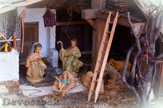 Devostock Crib Christmas Nativity Scne 2 4K