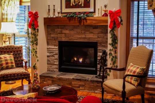Devostock Fireplace Mantel LivingRoom 4K