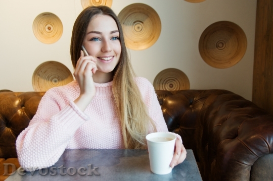 Devostock RUSSIAN Girl TALKING SMARTPHONE