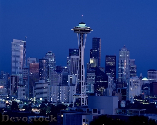 Devostock Space Needle Seattle Washington Cityscape 4K