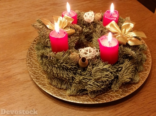Devostock Wreath Advent Wreath Cadles 4K