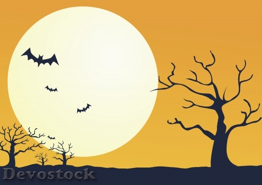 Devostock Moon Bats Dead Tree Halloween Background