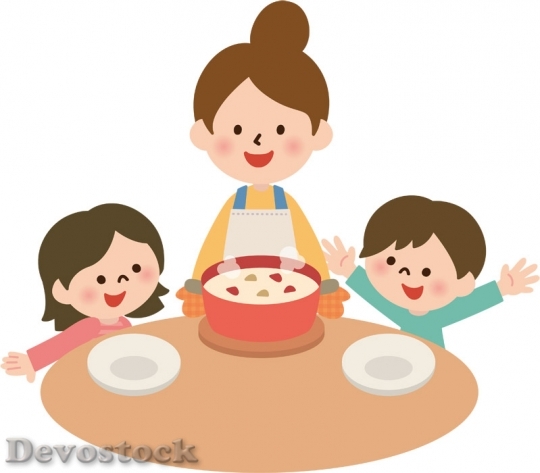 Devostock Mother Children Cooking