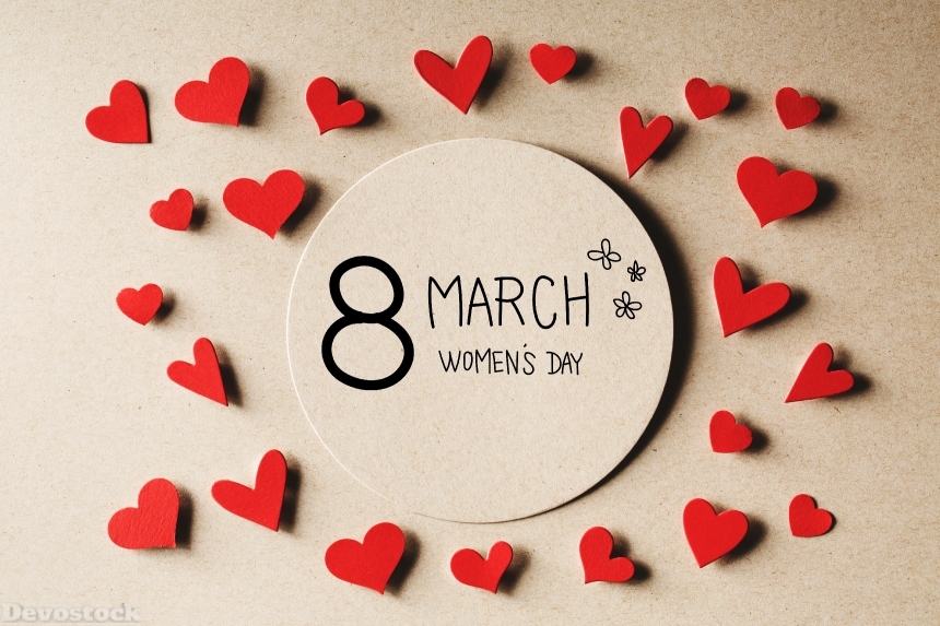 Devostock 8 March Women_qt_s day message with small hearts