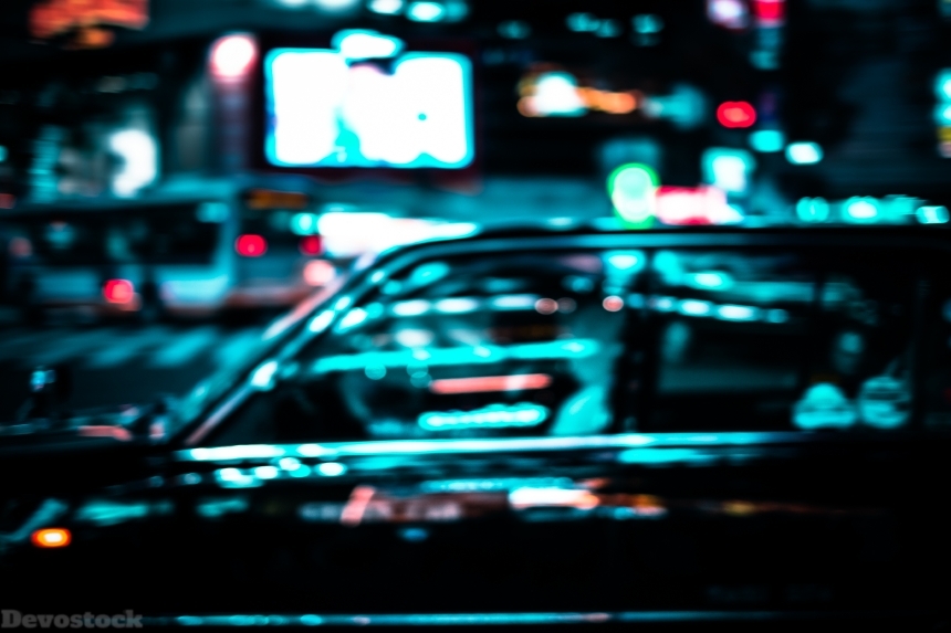 Devostock City Lights Night Blur Car 4k