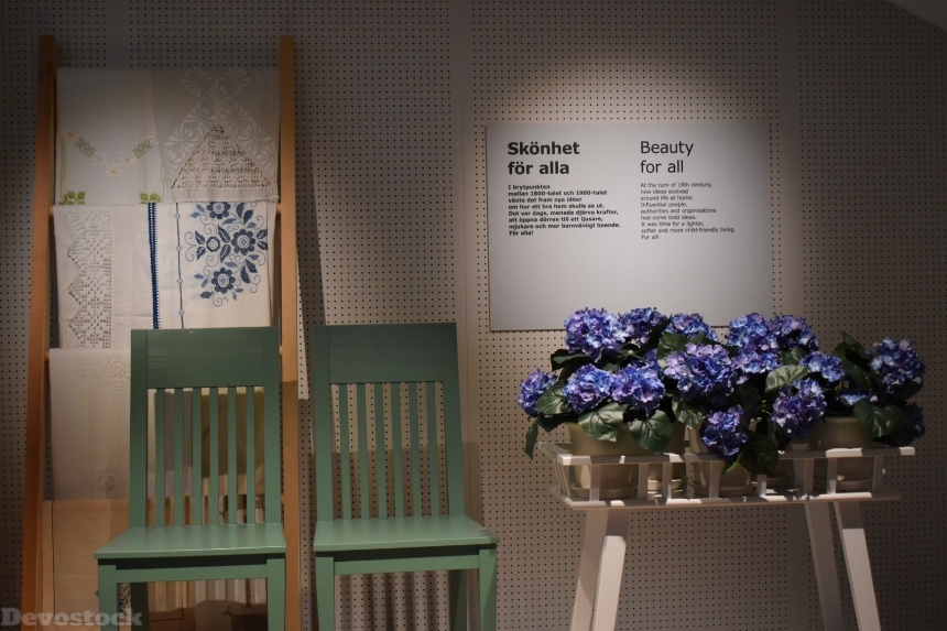 Devostock Exclusive Ikea Museum Sweden Chairs Flowers 4k
