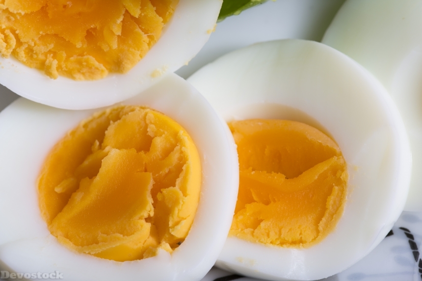 Devostock Food Healthy Organic Very Yellow Boiled Eggs 4k