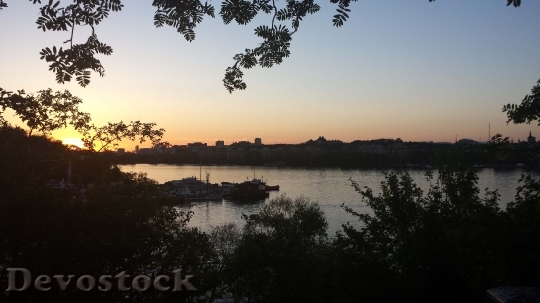 Devostock Sunset Lake Calm Landscape