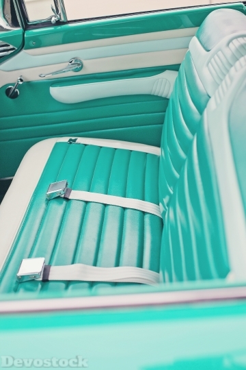 Devostock Vintage Car Turquoise Interior 0