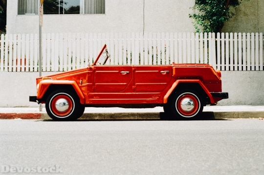 Devostock Red Car Vintage 239 4K