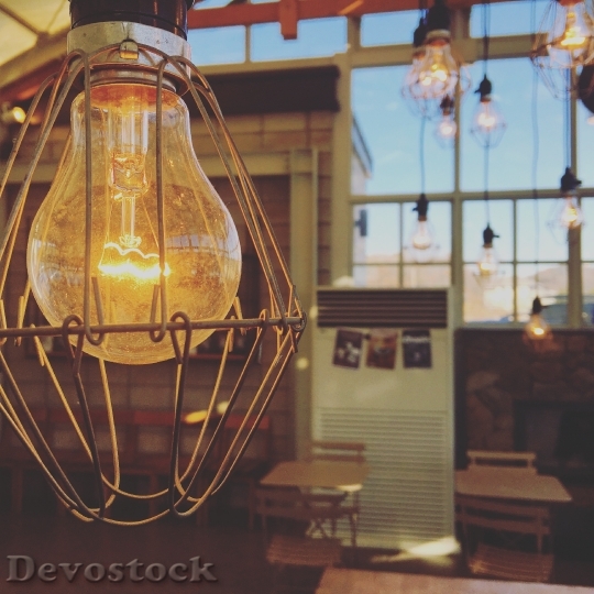 Devostock Cafe Architecture Light Bulb 37178 4K