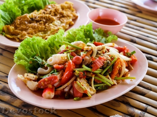 Devostock Food Plate Salad 123435 4K