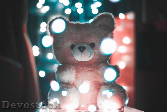 Devostock Lights Teddy Bear Bokeh 86917 4K