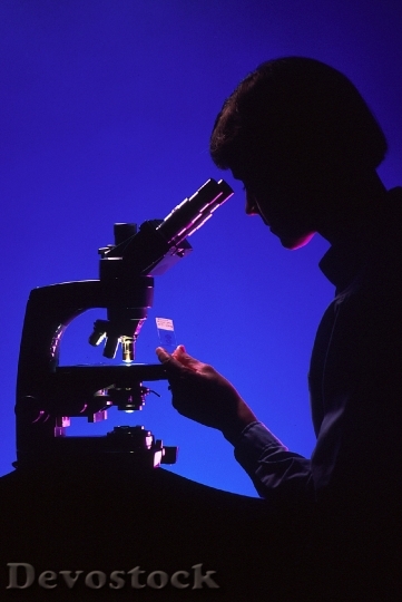 Devostock Scientist With Microscope Silhouettes HD