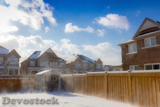 Devostock Snow Landscape Houses 75476 4K