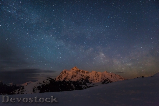 Devostock Stars Night Mountains Winter HD