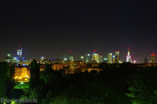 Devostock Warsaw Night Downtown 1588124 HD