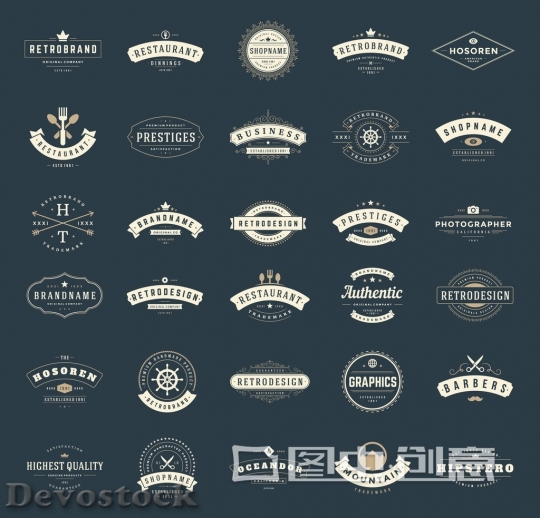 Devostock Retro Vintage Logotypes or insignias set