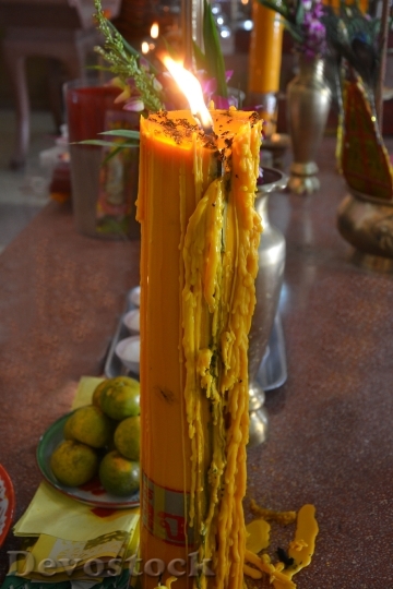 Devostock Candle Yellow Flame Celebrtion 4K