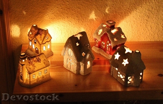 Devostock Candles Houses Christmas Avent 4K