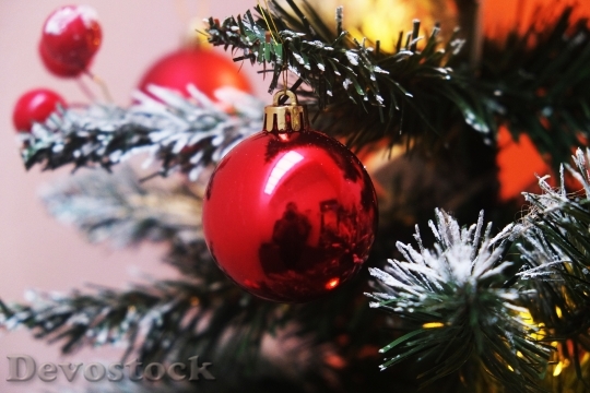 Devostock Christmas Bauble Christma Red 4K