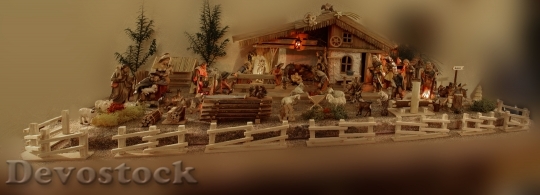 Devostock Christmas Crib Nativity cene 4K