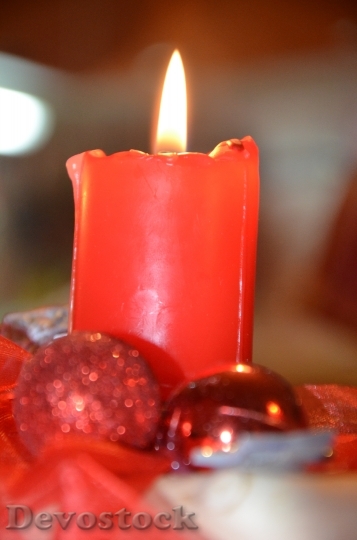 Devostock Christmas Red Candle Ornment 4K