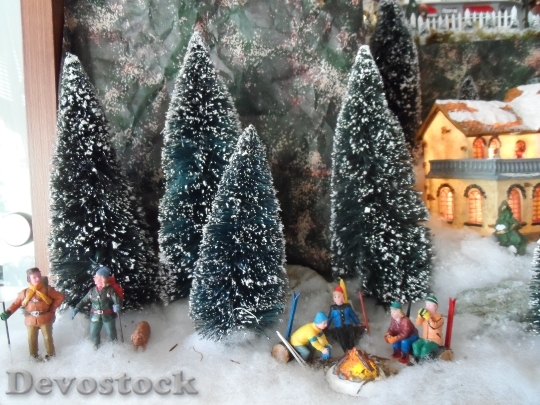 Devostock Christmas Village Winter Chritmas 4K