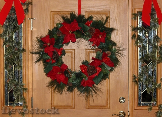 Devostock Christmas Wreath Door Decortion 4K