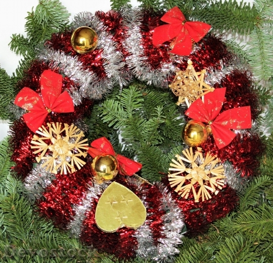 Devostock Christmas Wreath Poinsettia 103283 4K