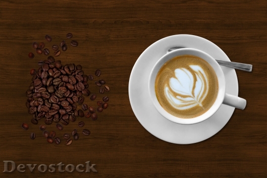 Devostock Coffee Cup And Saucer Black Coffee Loose Coffee Beans 1834 4K.jpeg