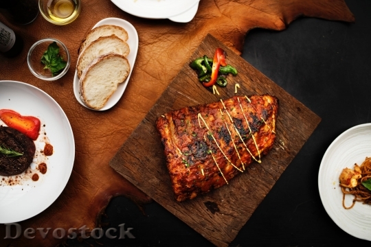 Devostock Food Tasty Grilling Salmon 4K