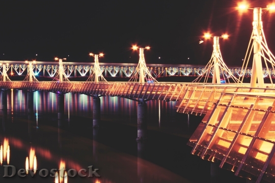 Devostock Lights Night River Pier (1) 4K