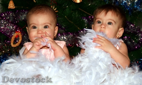 Devostock Sisters Twin Snowflakes Christas 2 4K