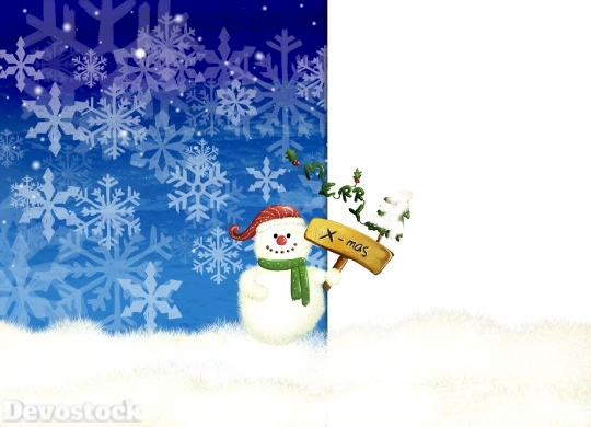 Devostock Snowman With Merry Chritmas 4K