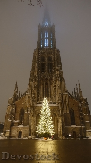 Devostock Ulm Cathedral ChristmasTree 4K