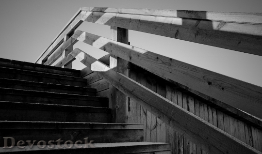 Devostock Wood Stairs Black And White 78722 4K