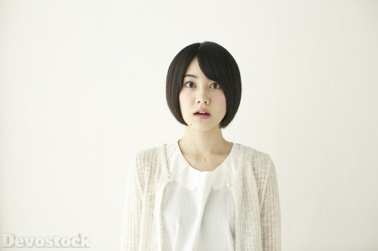 Devostock Beautiful Japanese Girl Face Expression Surprised Shocked 4k