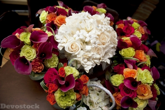 Devostock Bouquets Roses Callas Colorful 4k