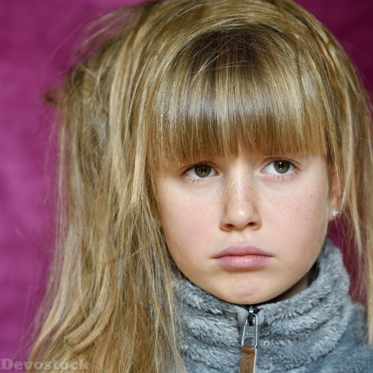 Devostock Child Girl Face Long 4 4K