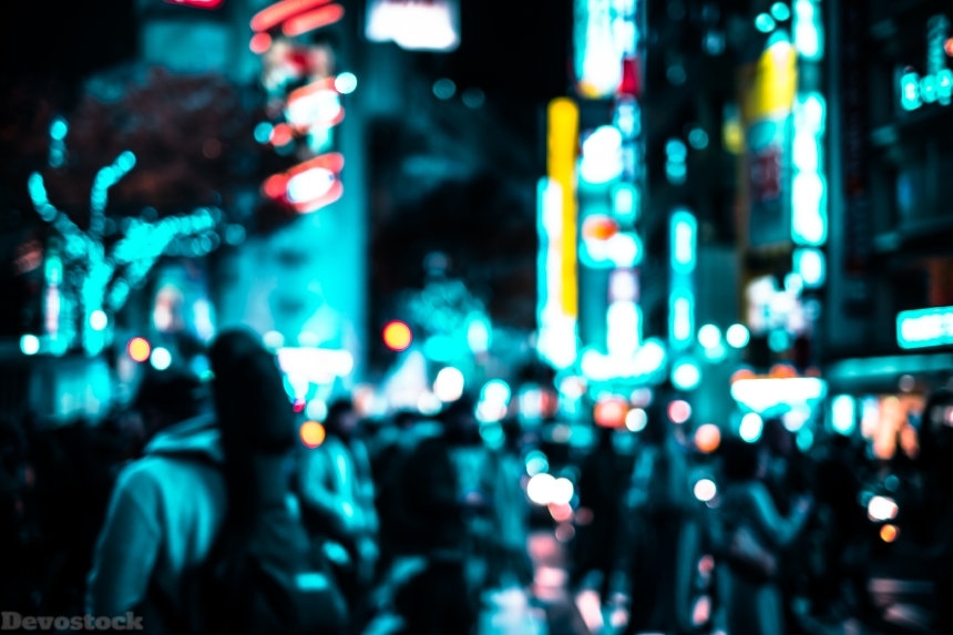 Devostock City Lights Night Blur People 4k