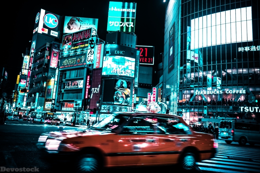 Devostock City Lights Night Blur Red Car 4k