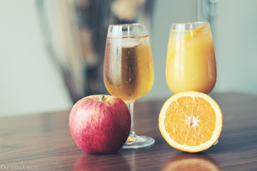 Devostock Food Apple Orange Juice Fresh Healthy 4k
