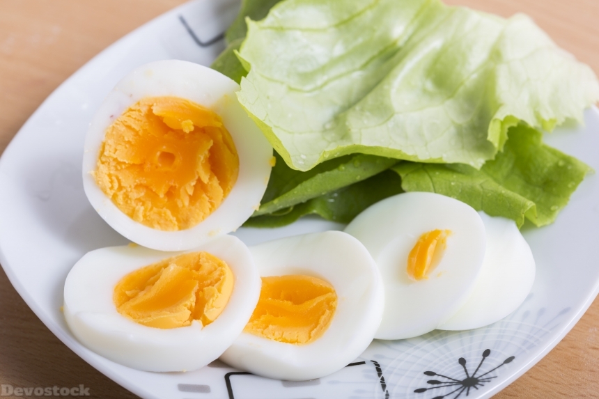 Devostock Food Healthy Organic Very Yellow Boiled VegetablesSliced Eggs 4k