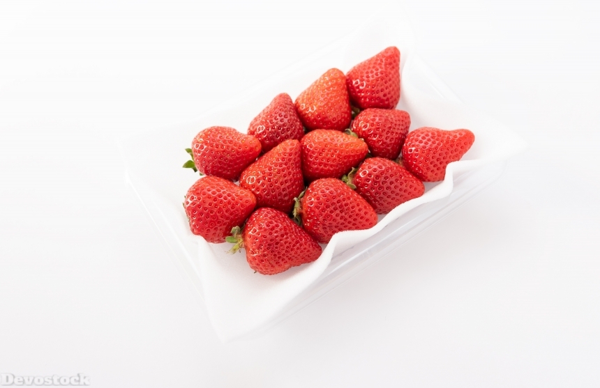 Devostock Fruits Food Plate Healthy Strawberry White Background 4k