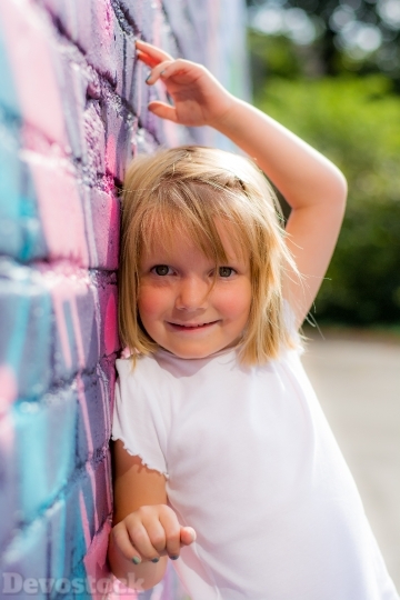 Devostock Girl Child Little Blond Wall Cute 4k