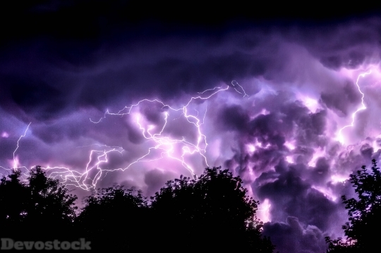 Devostock Landscap Purple Clouds Lightning 4k