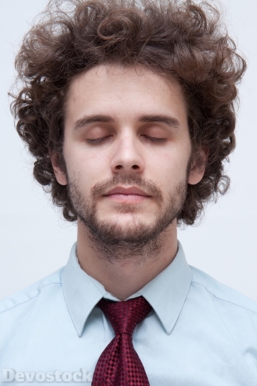 Devostock Man Face Expression Closed Eyes Relaxing 4k 